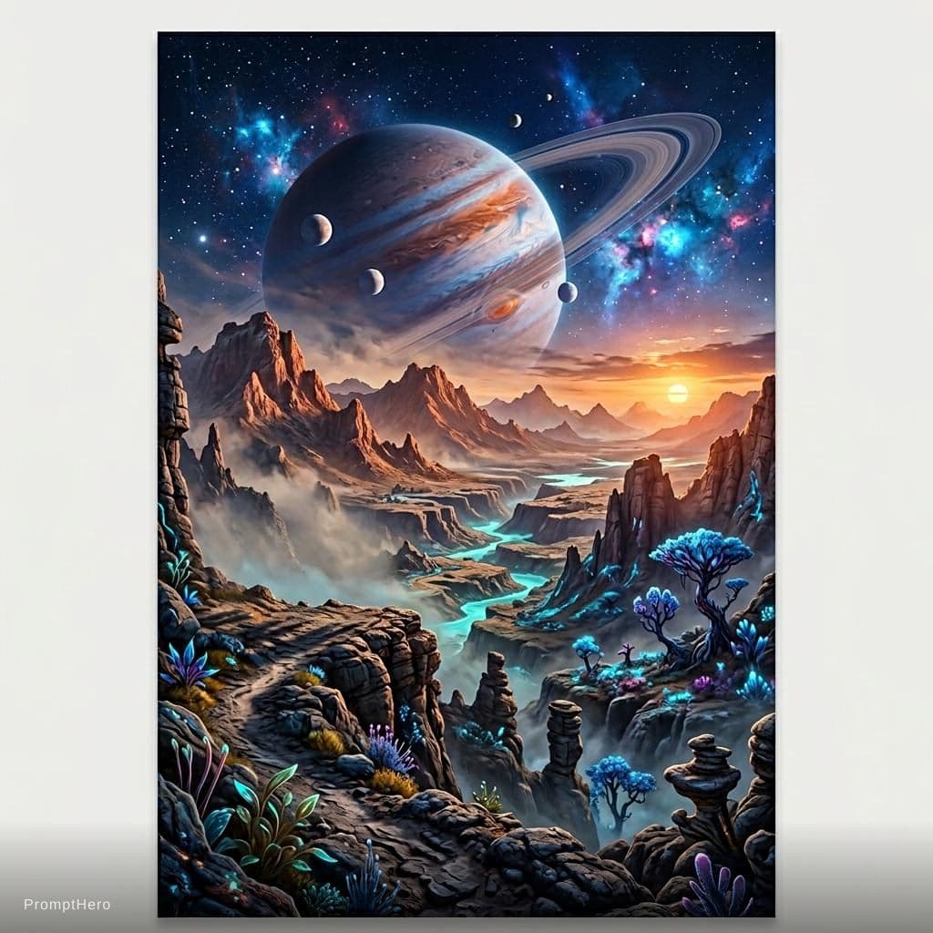 AI generated: create an ultra realistic poster of an alien planetscape
