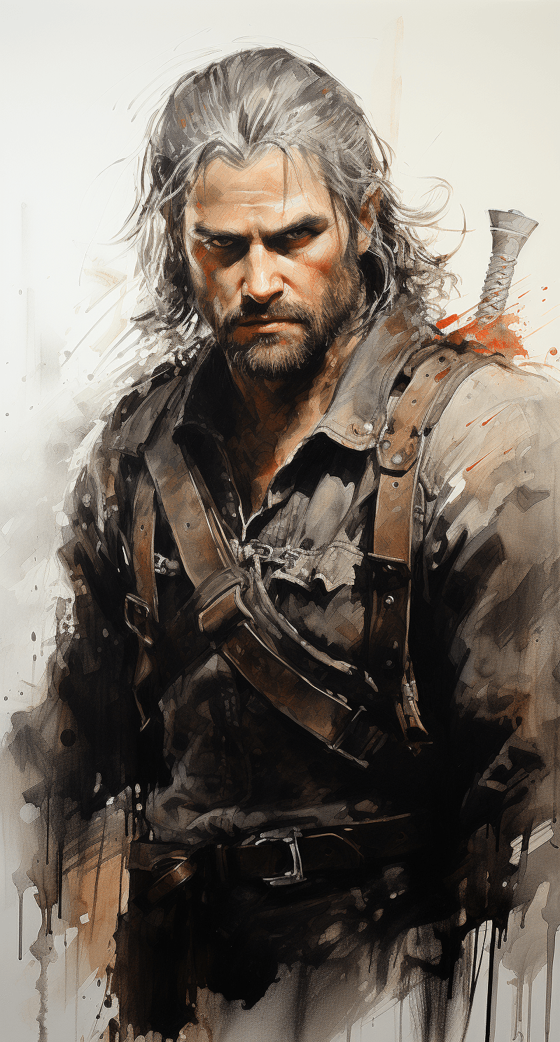 AI generated: simple pencil sketch of Geralt of Rivia by Odilon Redon, in the style of The Witcher, noticeable cha...