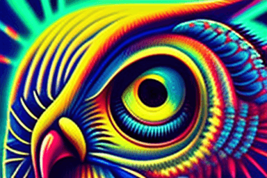 AI generated: an owl's face, by Kerembeyit, behance contest winner, psychedelic art, anton fadeev and dan mumford,...