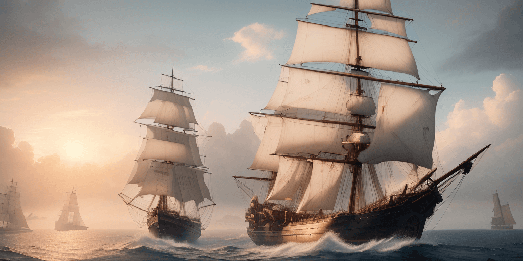 AI generated: Photo of a ultra realistic sailing ship, dramatic light, pale sunrise, cinematic lighting, battered,...