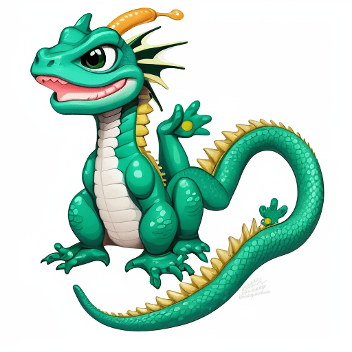 AI generated: draw only lines with no fill color happy baby water dragon , fit the canvas white background