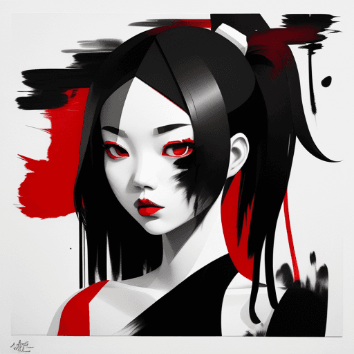 AI generated: aesthetic, 2 tone, black and white, simplified shapes, figurative, style mix of acrylic painting, wa...