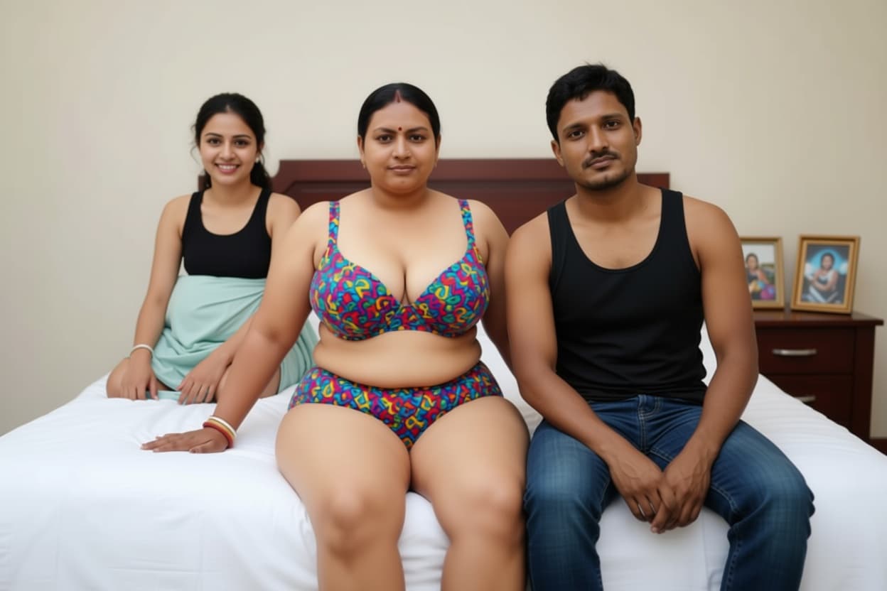 AI generated: Boy add girl photo perfectly he sitting in the bed 