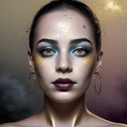 AI generated: A captivating, dark fantasy portrait featuring a vibrant colorful abstract close-up of a face. The s...