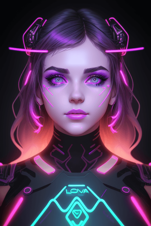 AI generated: <lora:openjourneyLora_v1:0.75>| <lora:synthwavepunkLora300:0.25>| neon light sign in design of face ...