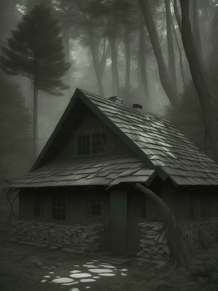 AI generated: Deep in a deep forest, Grandmother Wolf's hut stood quietly in a small clearing surrounded by green ...