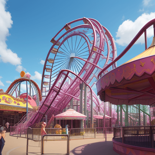 AI generated: A amusementpark inide a mall with rollercoaster