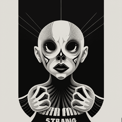 AI generated: bizarre, freaky graphic poster, strong graphic, line, Behance, award - winning, extraordinary, moder...