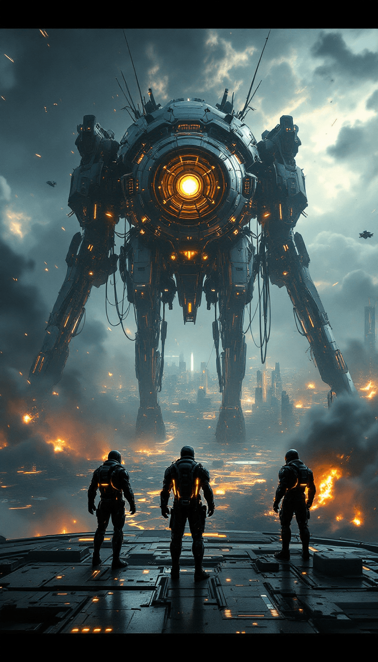 AI generated: Ultra-high resolution, Hyper-detailed sci-fi scene, A massive futuristic mechanical structure with a...