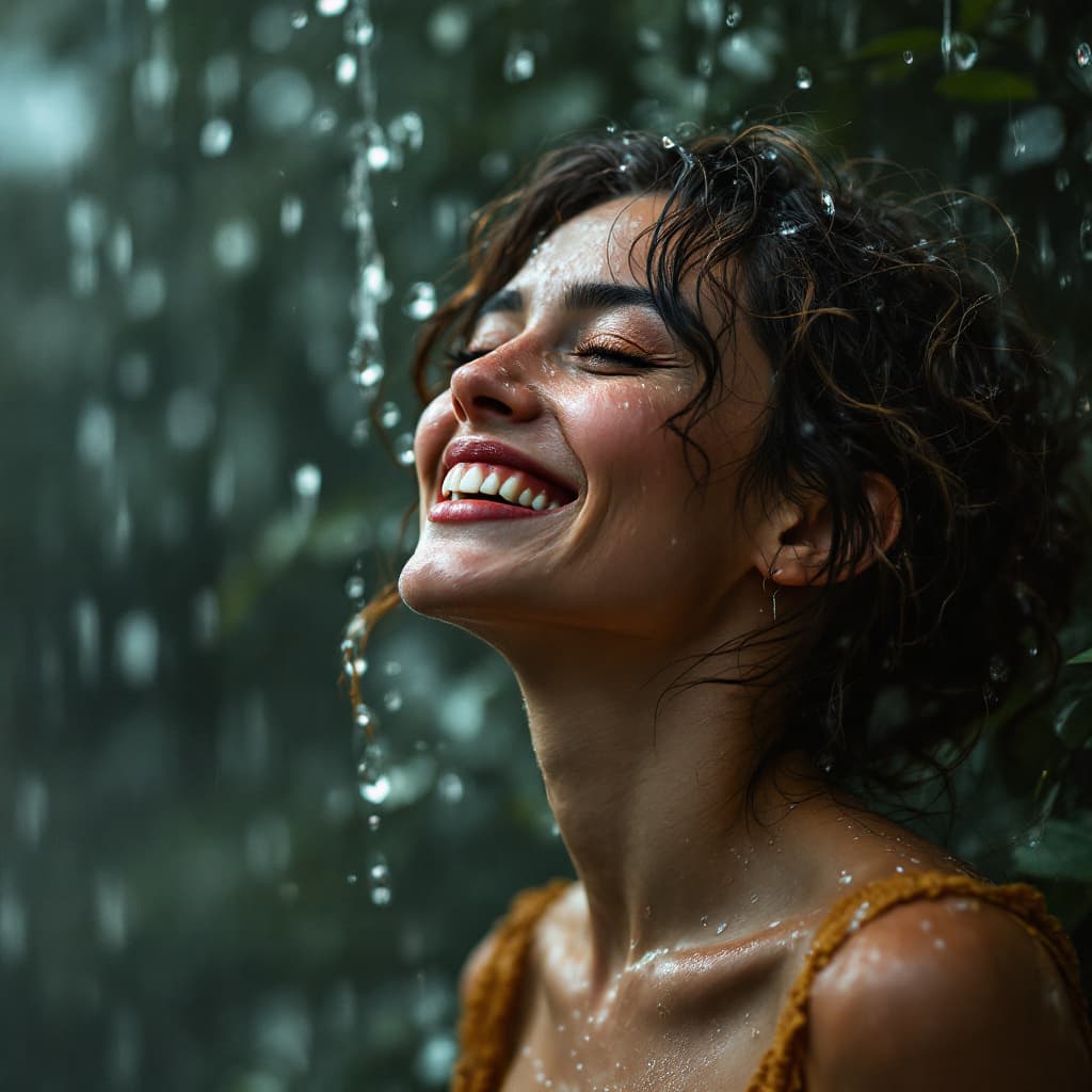 AI generated: Text "I'm happy when it rains. Because if I'm not happy, it rains too."
— Karl Valentin —
A happy pe...