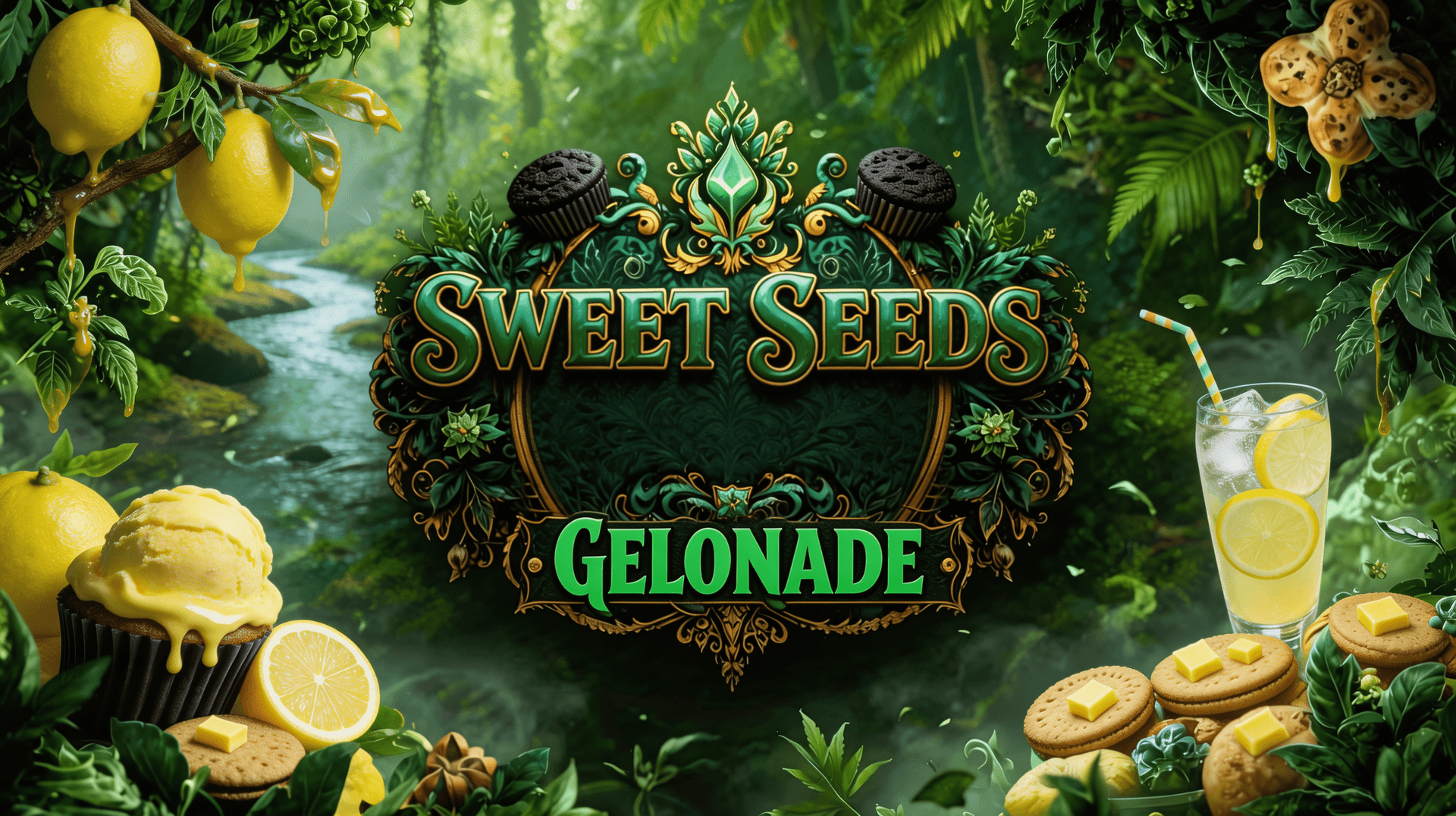 AI generated: Creat a Image in the same direction like the uploaded Picture, but use a Text with "Sweet Seeds " an...