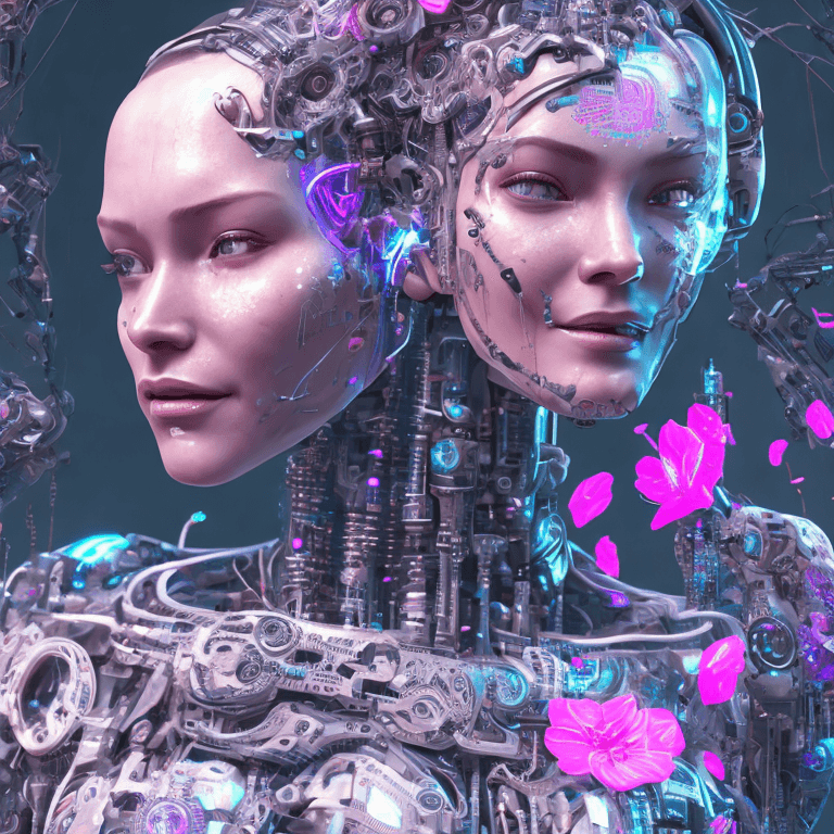 AI generated: cyborg woman Happy| beautiful detailed  face| symmetric| cyberpunk| cyborg| intricate detailed| to s...