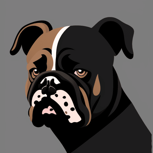 AI generated: simplistic black line vector image of a bulldog's face logo
