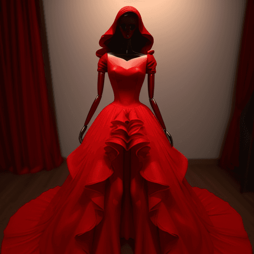 AI generated: red dress mannequin, gorgeous , ultra hd, realistic, full dress, 8k
