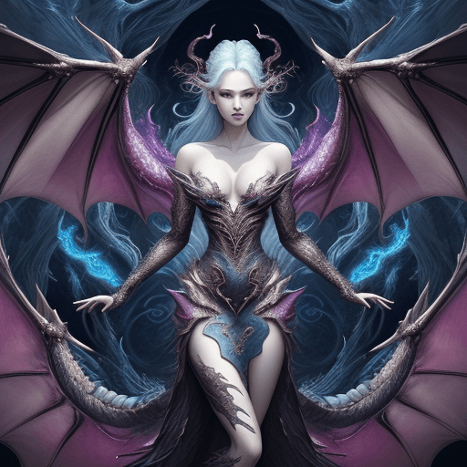 AI generated: A powerful and elegant woman perfectly integrated with the essence of the dragon, Imaginative and vi...
