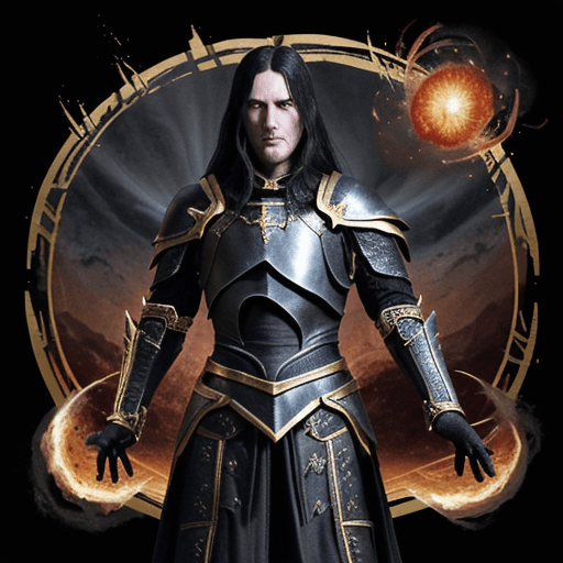 AI generated: "Lord of the Frenzied Flame", "Elden Ring", "black overlapping plate armor edged with gold", "black ...