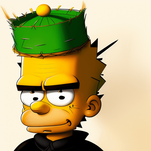 AI generated: BART SIMPSON WITH CHINESE BAMBOO HAT 