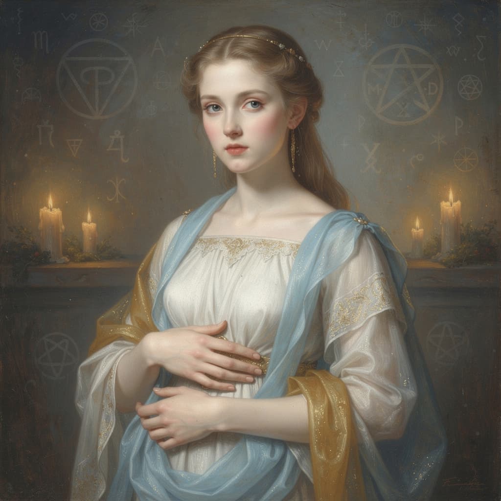 AI generated: images of woman in the style of ethereal beauty,porcelain,dark white and light azure,clifford coffin...