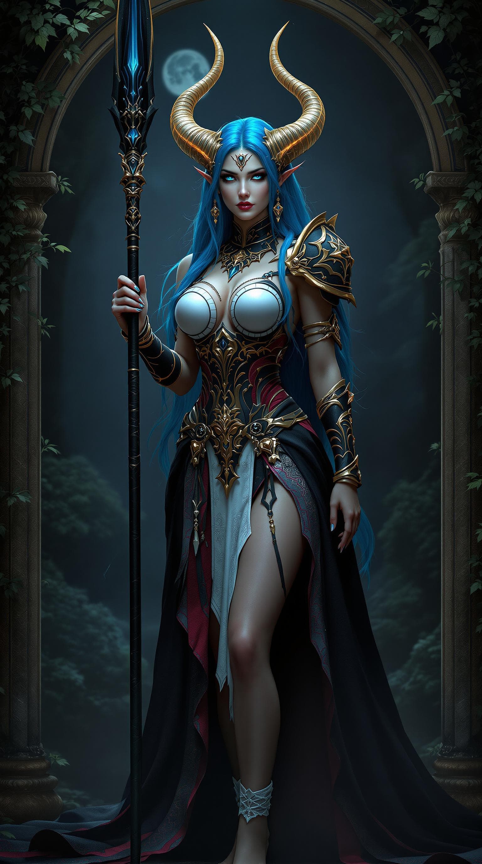 AI generated: the nether world,a highly detailed, photorealistic CGI rendering of a fantasy warrior woman standing...