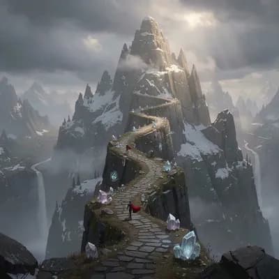 AI generated video: GENERA UN VÍDEO DE ESTE ELFO CAMINANDO A TRAVÉS DEL CAMINO DE ESTA MONTAÑA