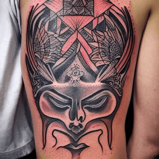 AI generated: tattoo design of mythological symbols of the world