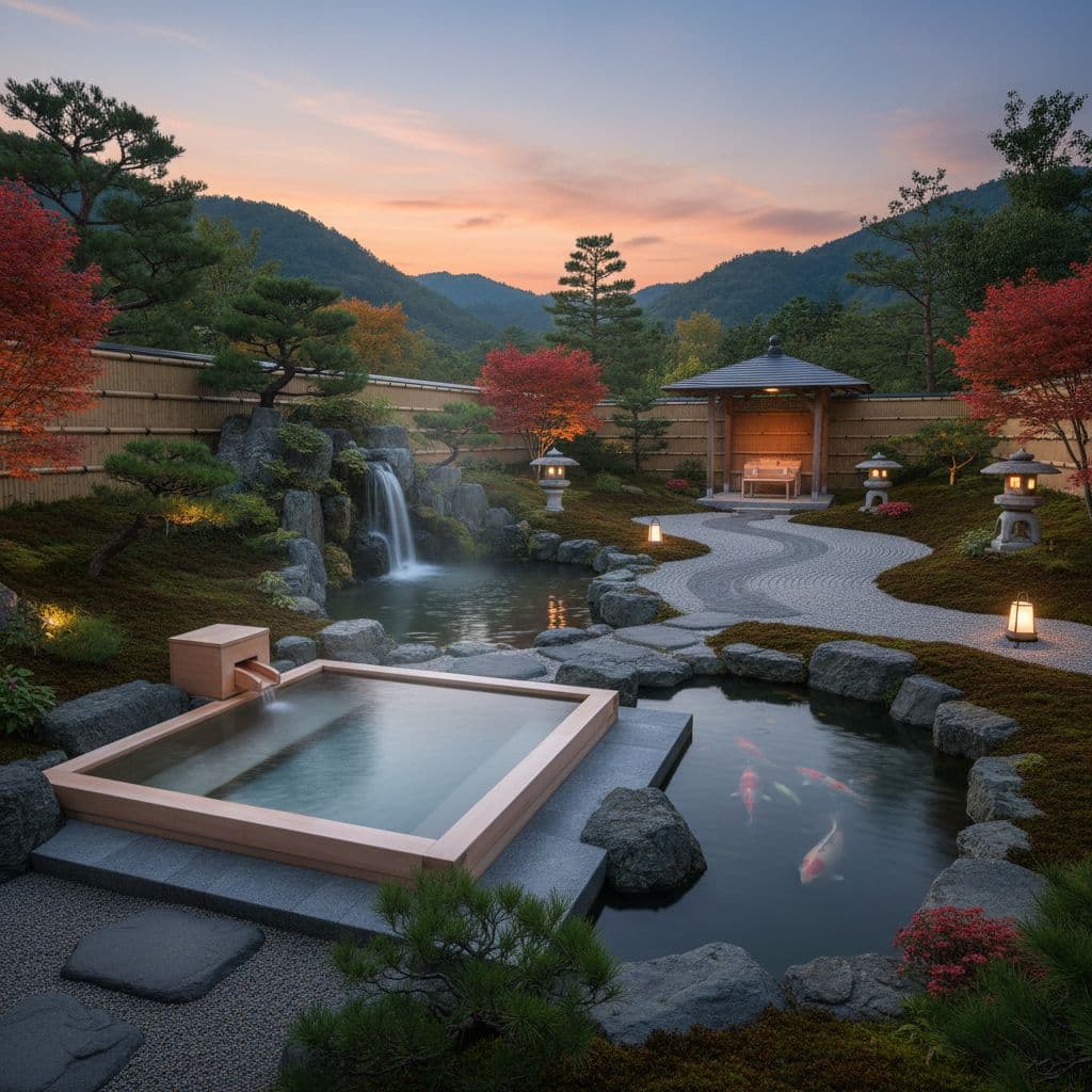 AI generated: bain japonais dans un jardin