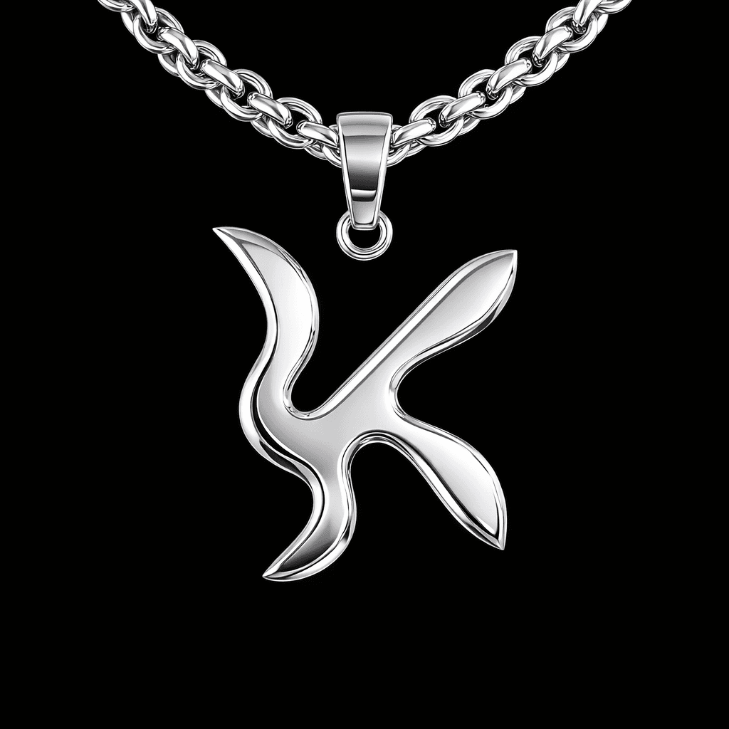 AI generated: make this insignia into a big white gold pendant on a mariner chain