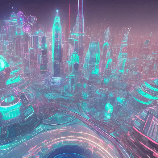 AI generated: a futuristic cityscape with elegant architecture, a developed transport system and a bustling atmosp...