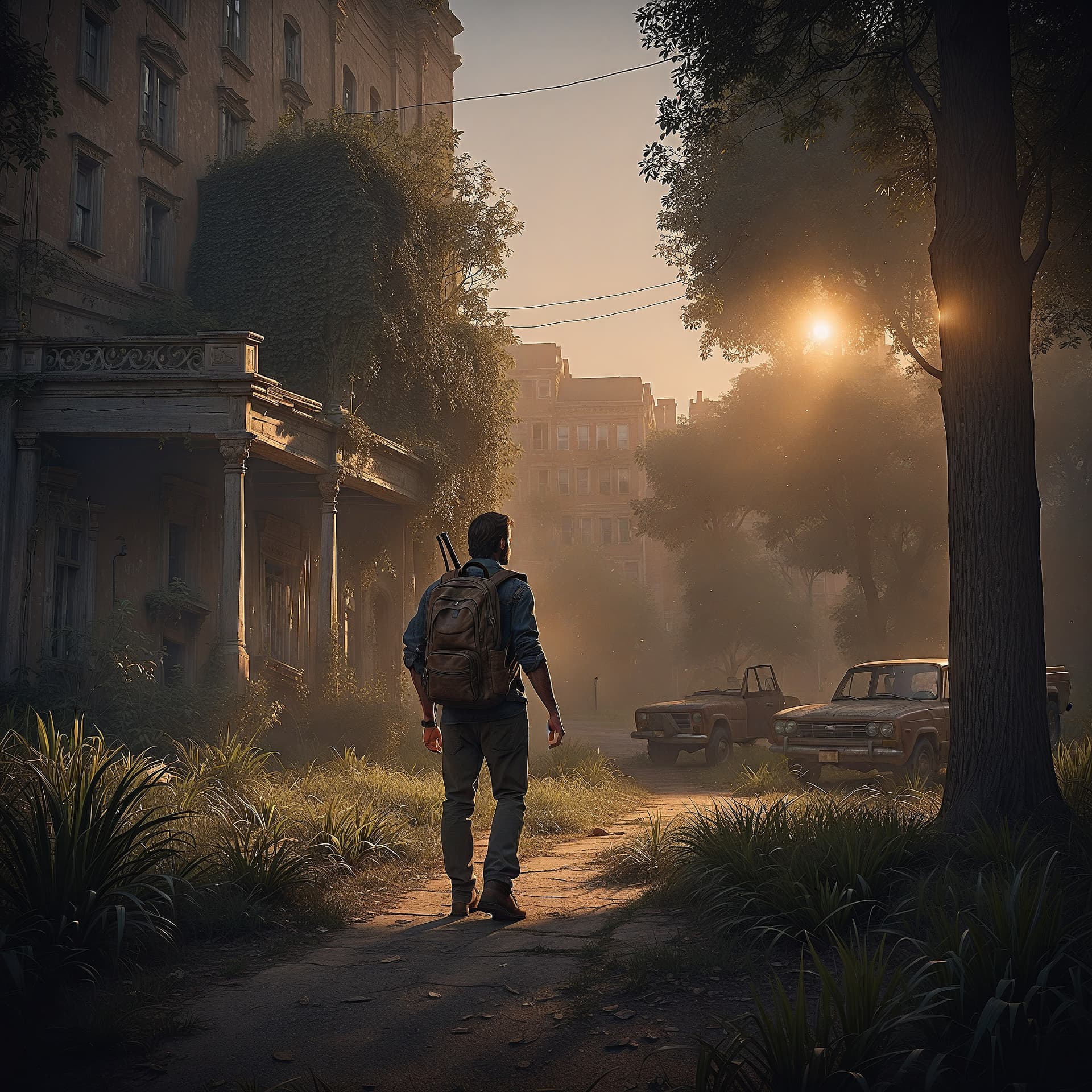 AI generated: The Last of Us,photo,dynamic lights,realistic,8 k,