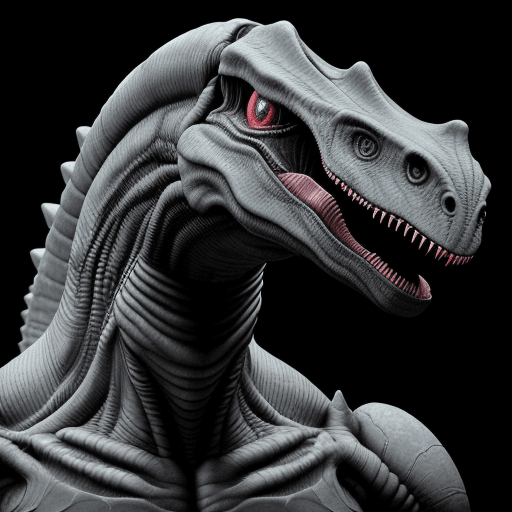 AI generated: Alien dinosaur --ar 9:16 --style raw