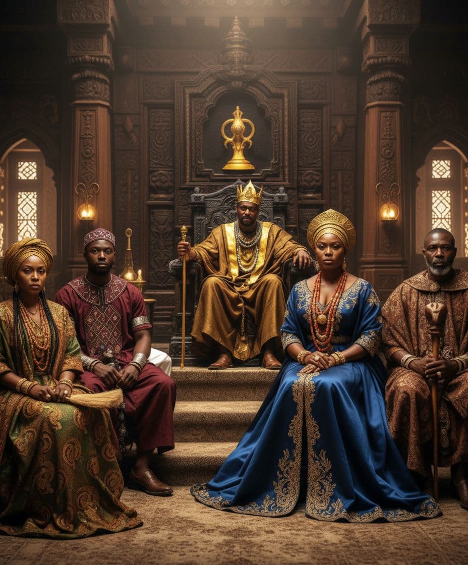 AI generated: generate a council of chiefs made up of 2 females and 3 men based on the imagw attached 