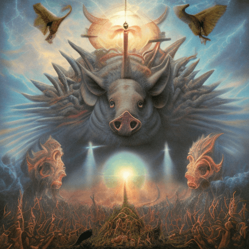 AI generated: oh how divine, extinction of the human swine