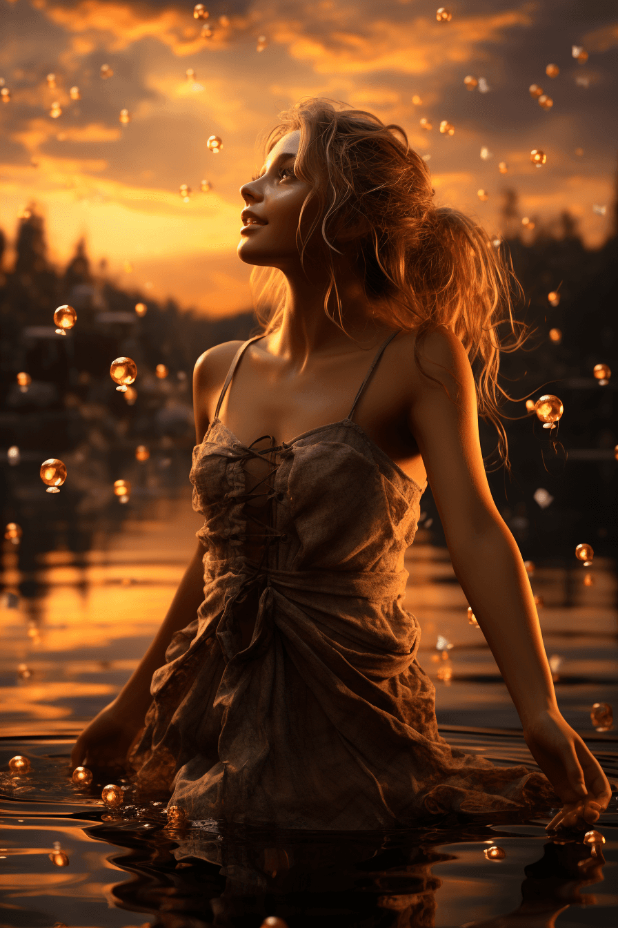 AI generated: Tinkerbell, resembling concept art by Dylan Ekren, presenting her soaring gracefully over a shimmeri...