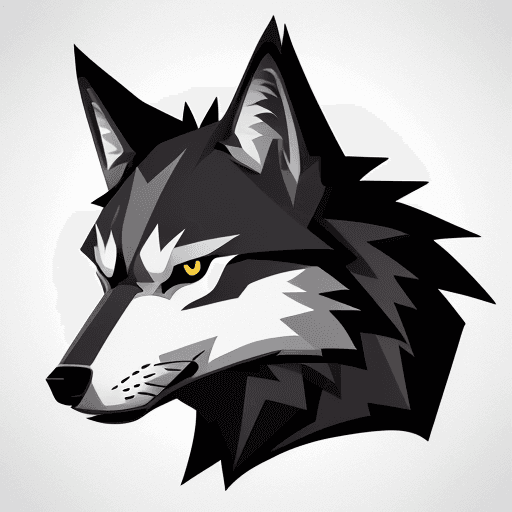 AI generated: wolf head vector logo, simple,black and white ,  Adobe illustrator