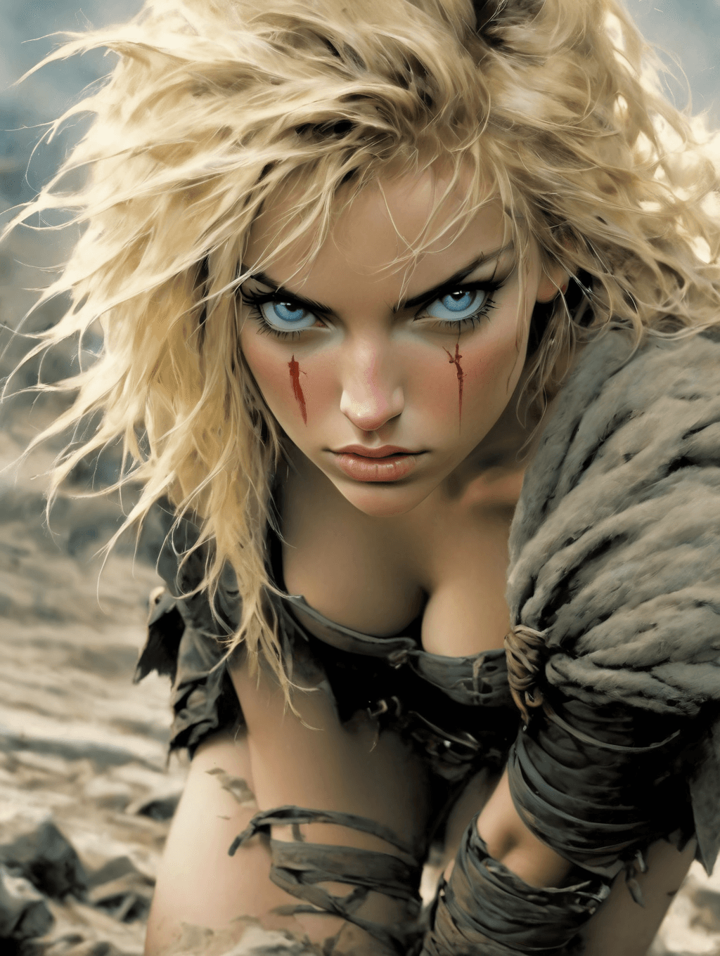 AI generated: <lora:nobra:1.5>, sexy young warrior slut, ripped clothing, (((skimpy black clothing))), hard nipple...
