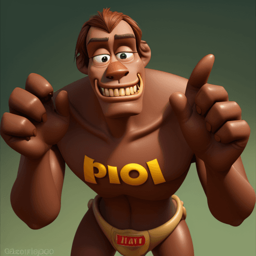 AI generated: Leopold, Disney movie Pixar style, chocolate hands, Congo, pixar, movie style