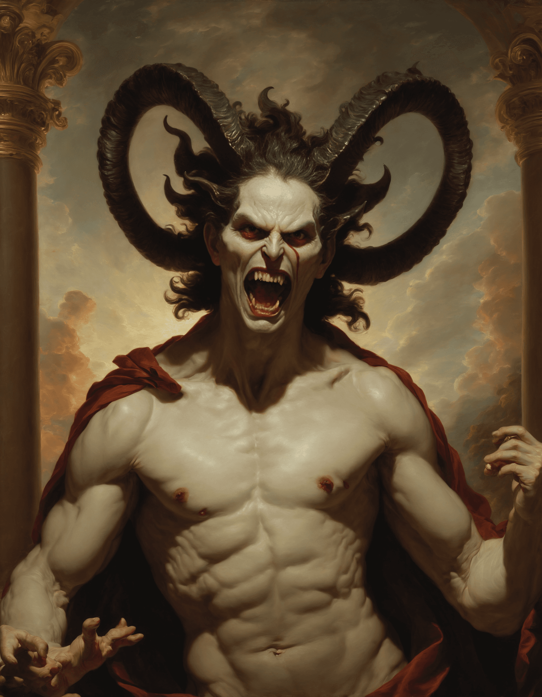 AI generated: concept art a classical baroque oil painting of a psychopathic demon