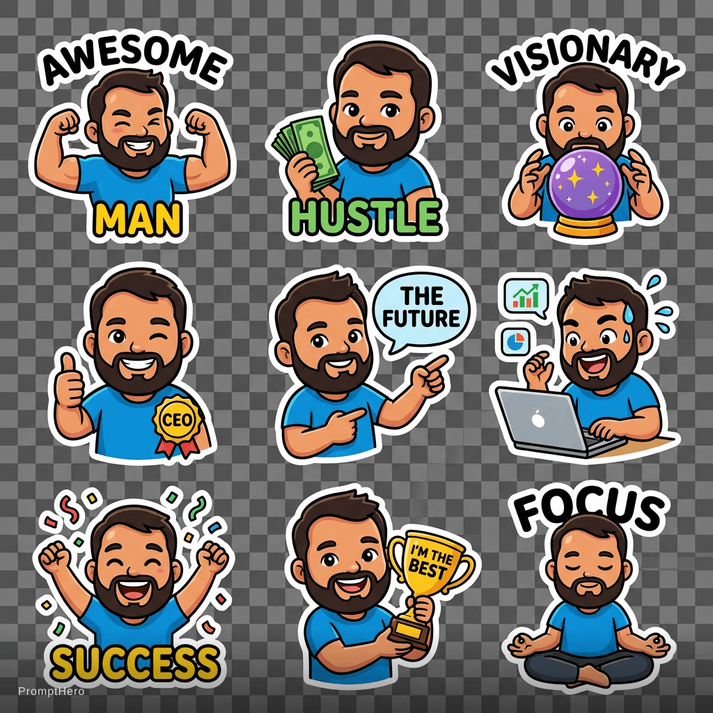 AI generated: Create a sticker pack for myself. I am an entrepreneur, visionary and an awesome man