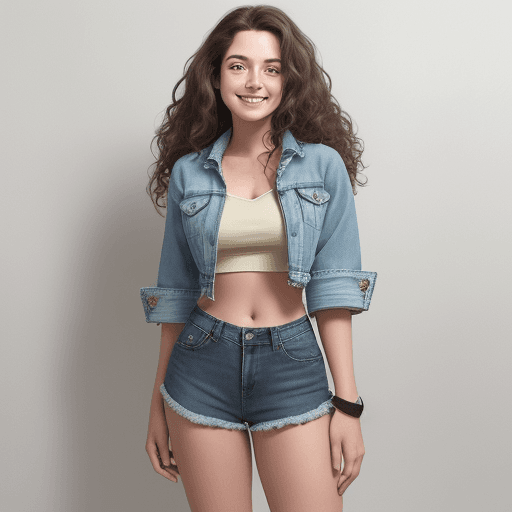 AI generated: An image of a woman with voluminous wavy hair, standing confidently and smiling at the camera. She i...