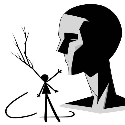 AI generated: stick man figure with white stroke


