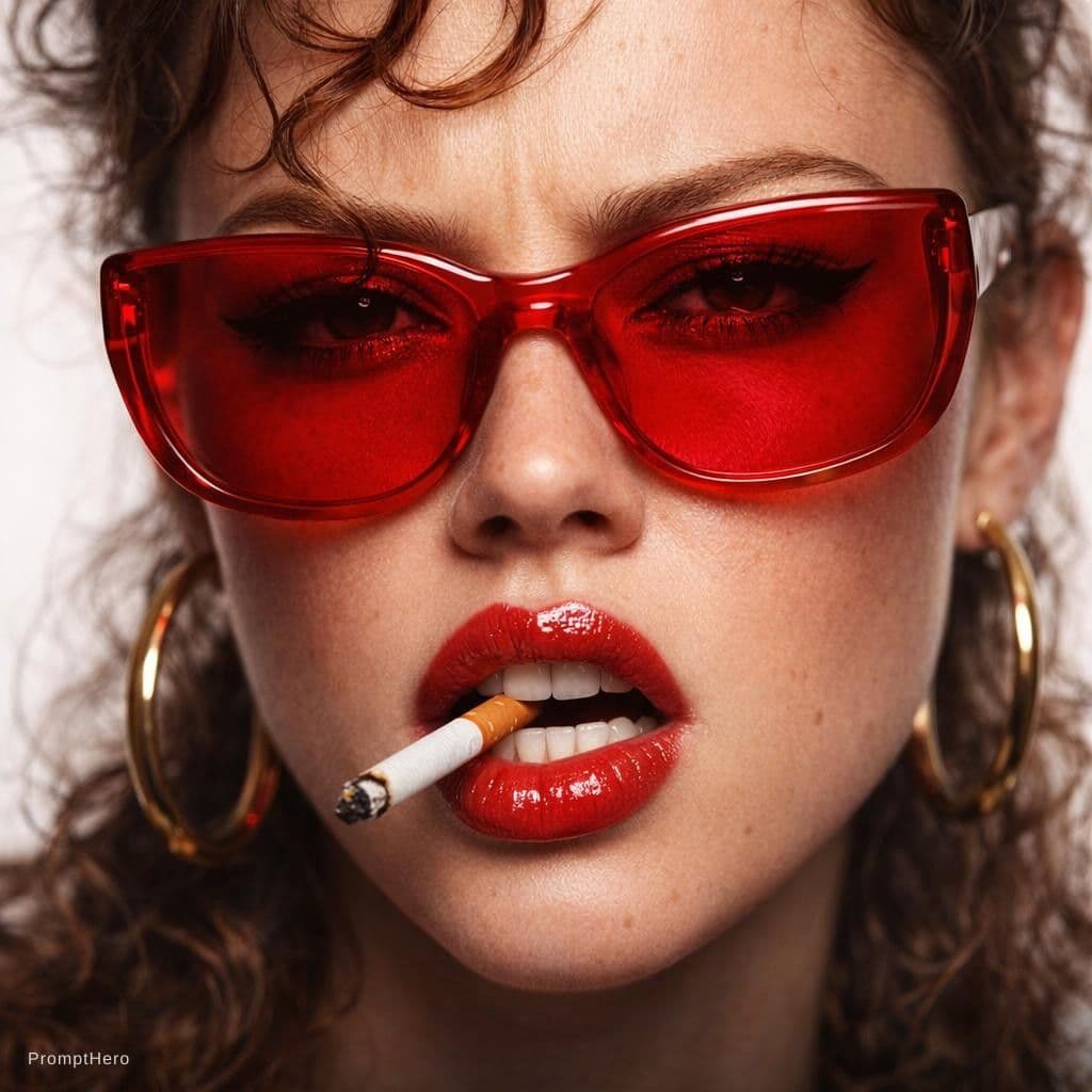 AI generated: {
  "subject": {
    "gender": "female",
    "pose": "extreme close-up of face, lips parted bitin...