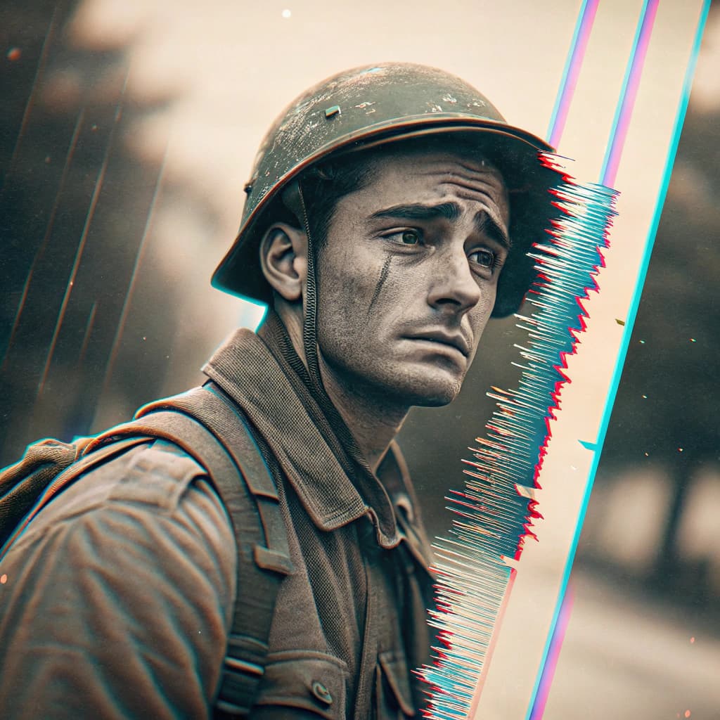 AI generated: distortion effect failure of an old emotive image being rewound 