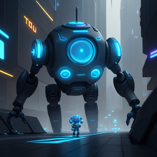 AI generated: little robot, adorable, pixar, unreal engine, tron, hyper detailed, volumetric lighting in a futuris...