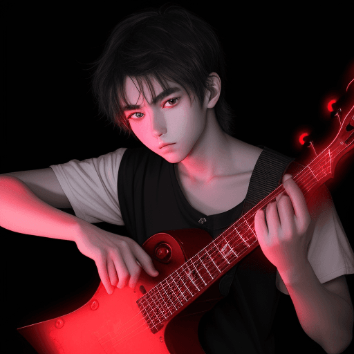 AI generated: animen man ,age 20,playing music,pretty eyes,beautiful,super detailed,high resolution,smooth,dramati...