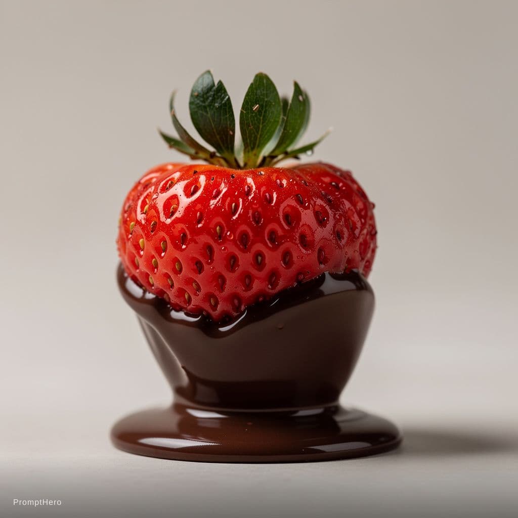 AI generated: Strawberry in chocolate 