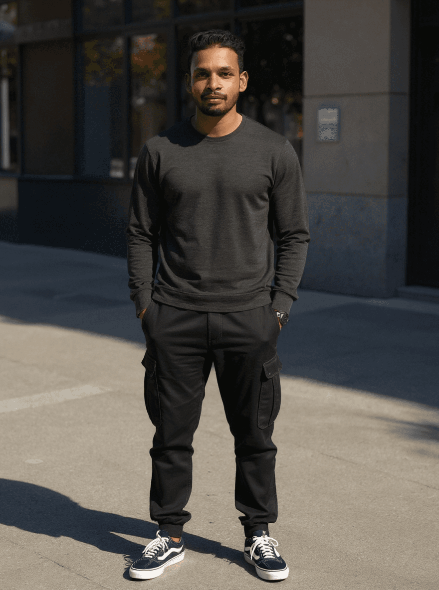 AI generated: photography, dynamic shooting, distance range, front shot, professional man model, staring to camera...