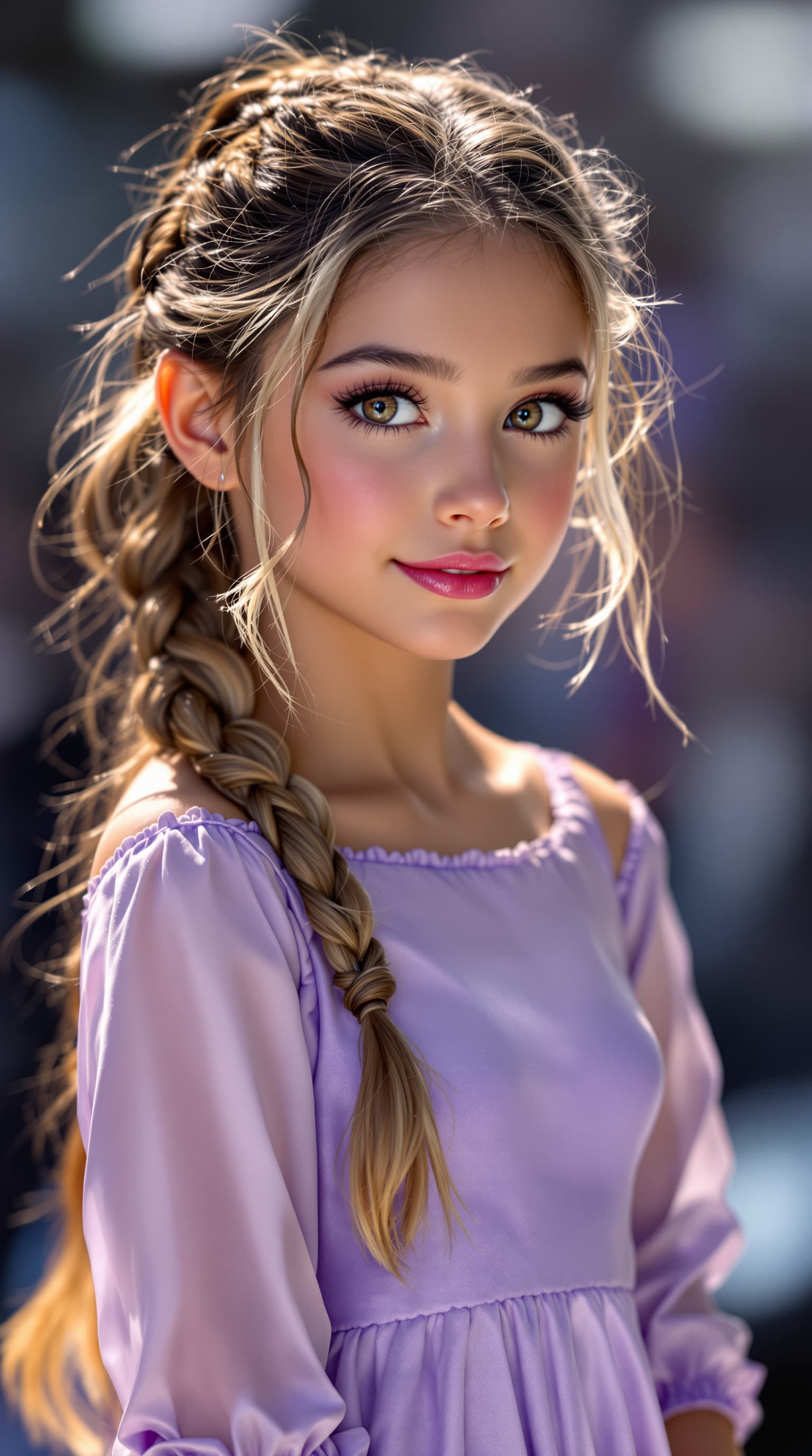 AI generated: A stunning professional photograph captures the world's most beautiful tween girl, Junior Miss Ameri...