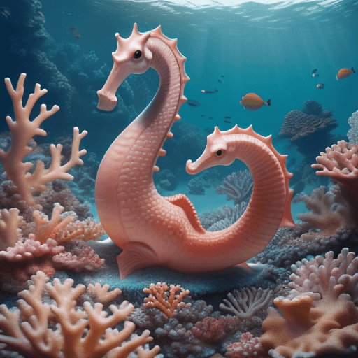 AI generated: Coral reef with longsnout seahorse, elegant, luxury, clean, smooth, elegant, beautiful, highly detai...