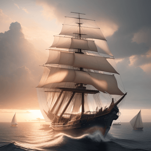 AI generated: Photo of a ultra realistic sailing ship, dramatic light, pale sunrise, cinematic lighting, battered,...