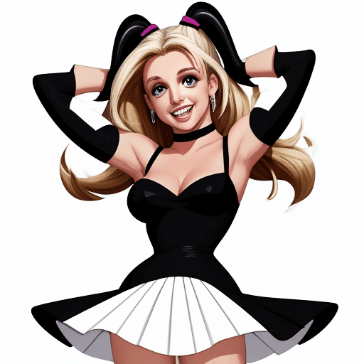 AI generated: Cartoon britney spears, white background, high quality, dark black hair, 8k picture, high image qual...